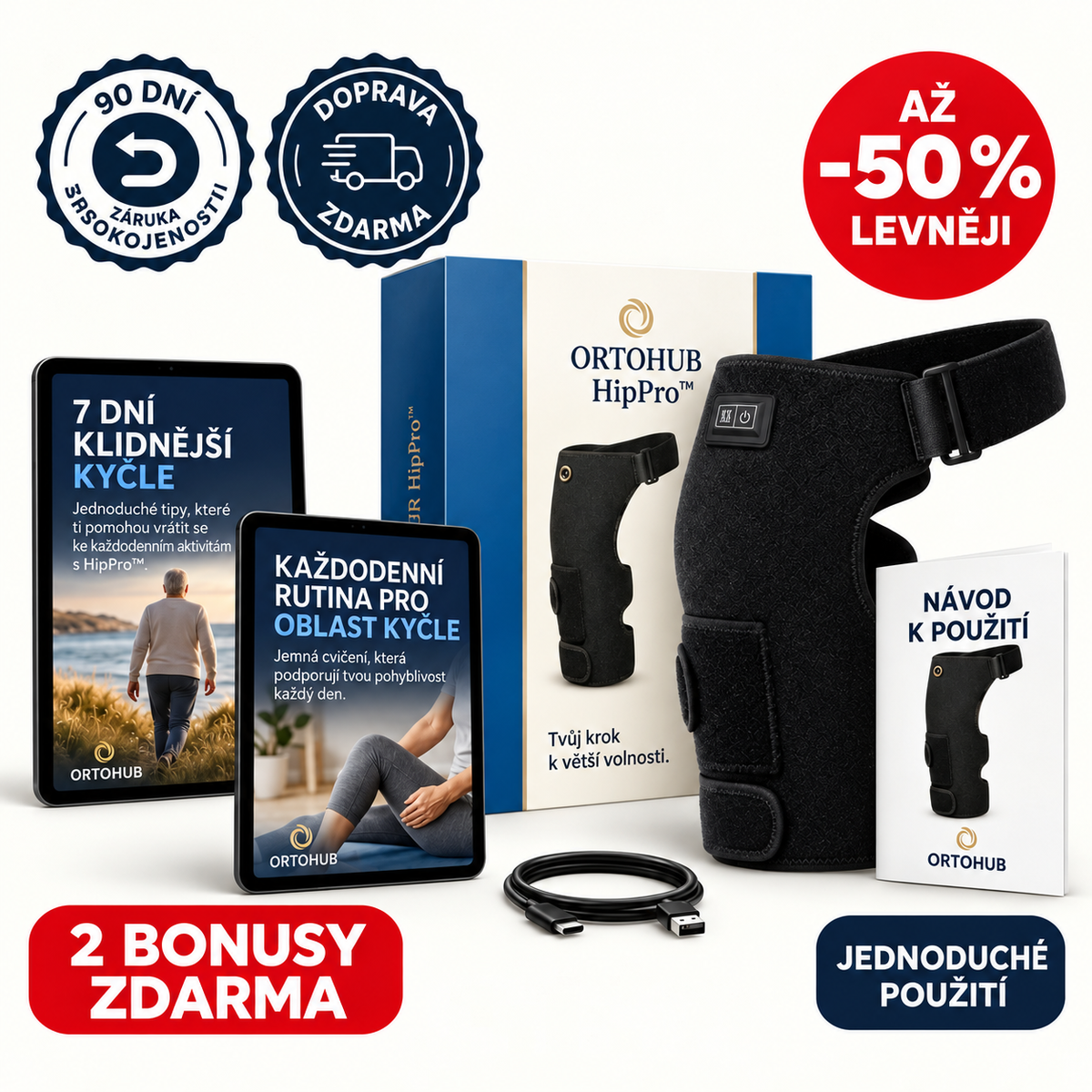 OrtoHub HipPro™ - Terapeutický masážní přístroj na kyčle 4 v 1